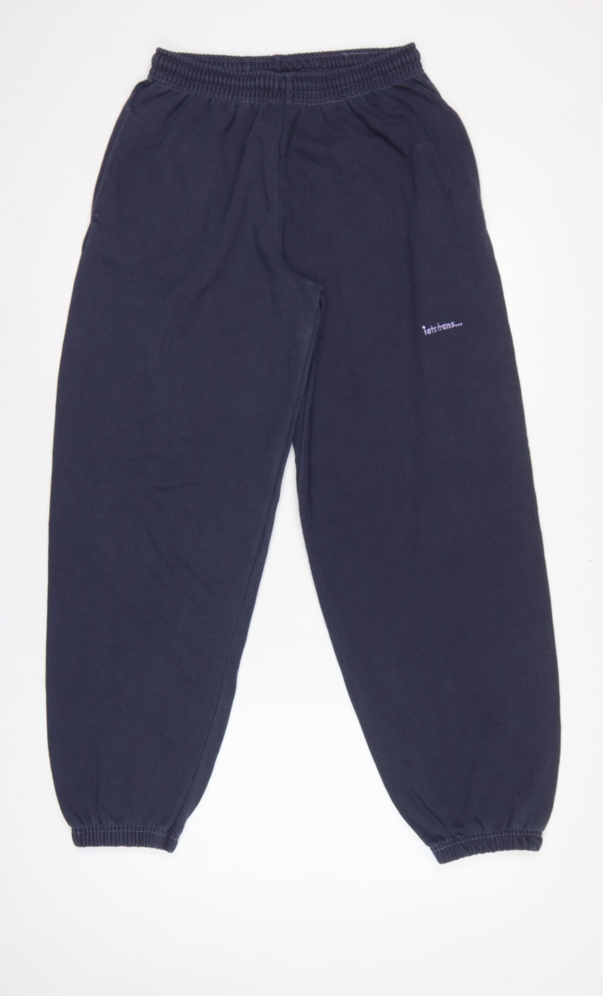 iets frans... Teens Navy Blue M Fleece Jogger Sweatpants Logo