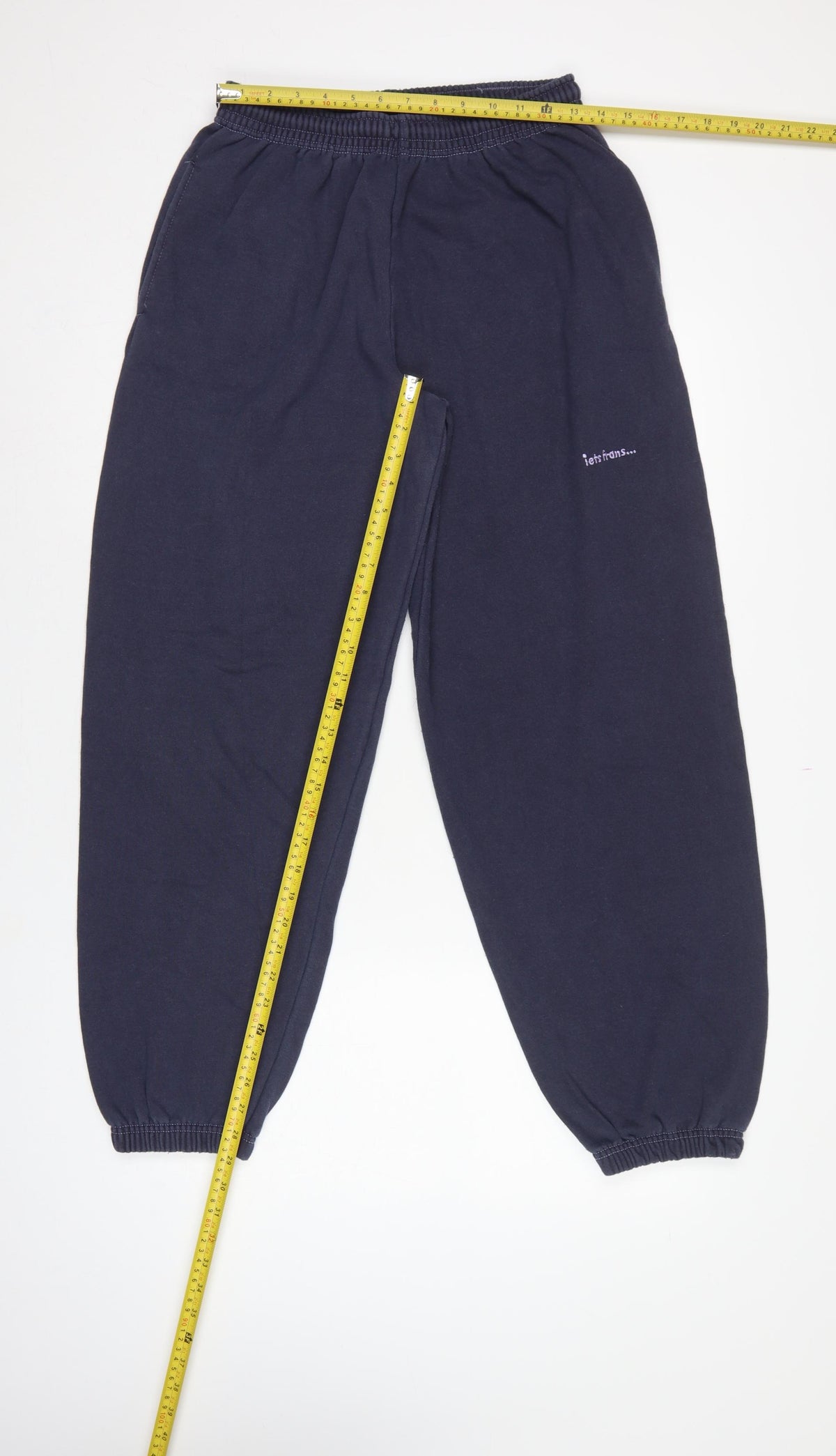 iets frans... Teens Navy Blue M Fleece Jogger Sweatpants Logo
