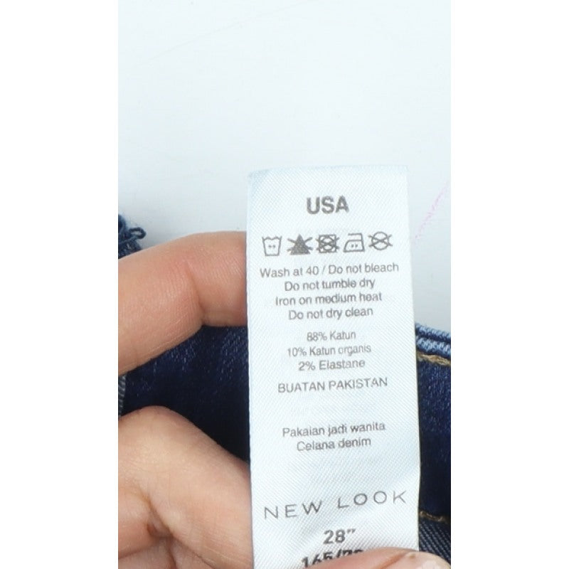 New Look Women Blue UK 10 Ankle Grazer Skinny Jeans Raw Hem