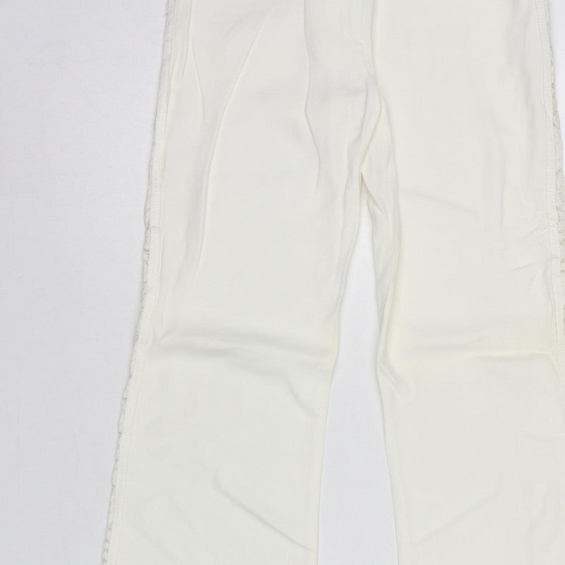 Karen Millen Women Ivory UK 8 Flared Lace Trim Trousers
