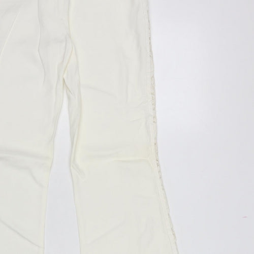 Karen Millen Women Ivory UK 8 Flared Lace Trim Trousers