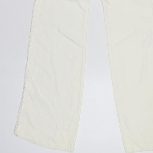 Karen Millen Women Ivory UK 8 Flared Lace Trim Trousers