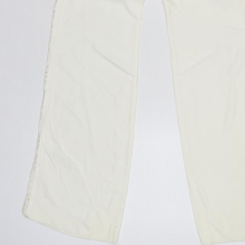 Karen Millen Women Ivory UK 8 Flared Lace Trim Trousers
