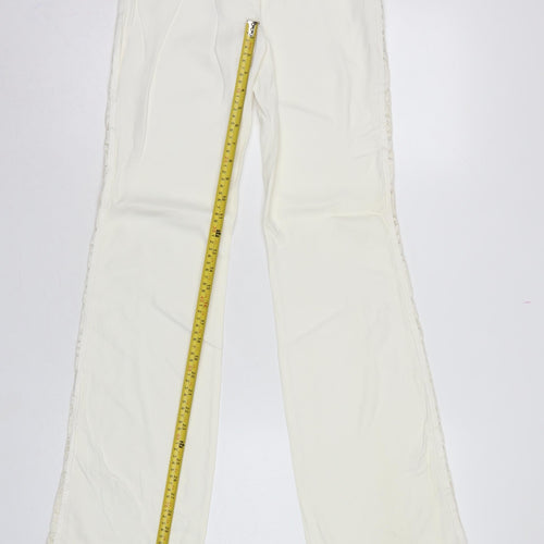 Karen Millen Women Ivory UK 8 Flared Lace Trim Trousers
