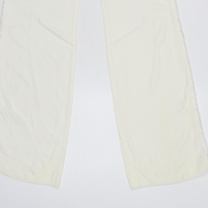 Karen Millen Women Ivory UK 8 Flared Lace Trim Trousers