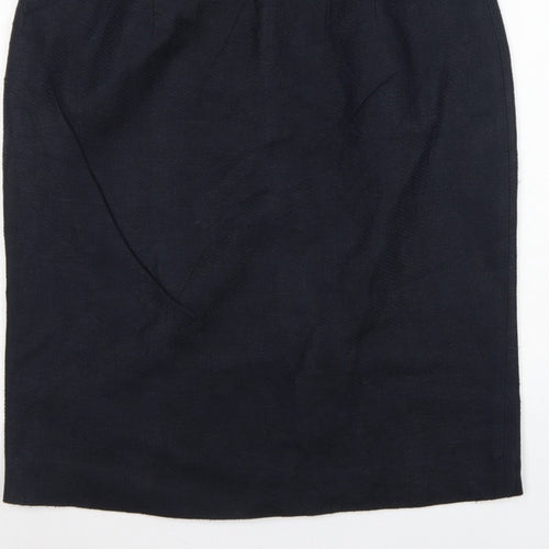 Hobbs Women Blue UK 16 Linen Cotton Knee Length Pencil Skirt