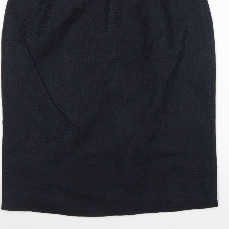 Hobbs Women Blue UK 16 Linen Cotton Knee Length Pencil Skirt