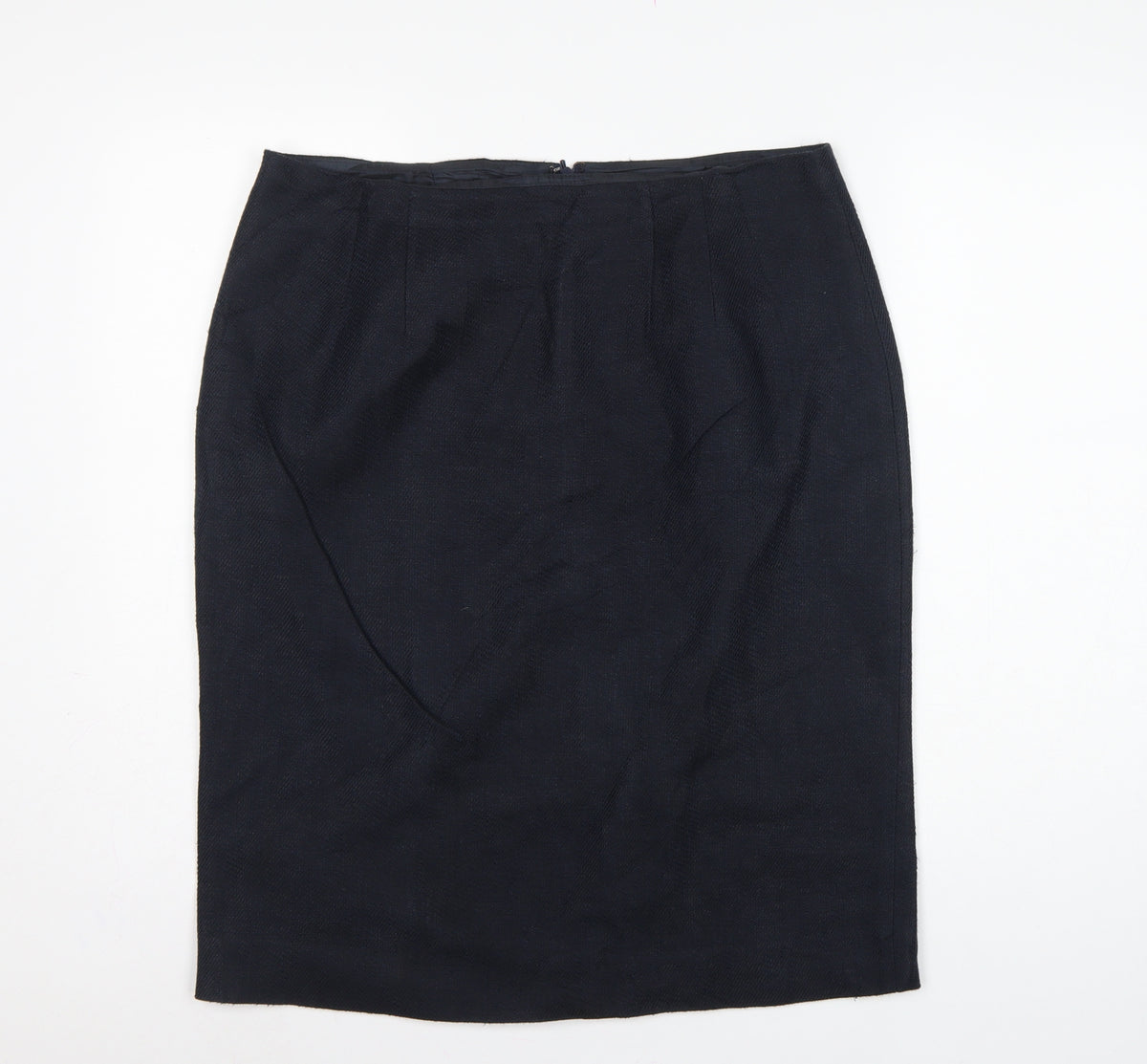 Hobbs Women Blue UK 16 Linen Cotton Knee Length Pencil Skirt
