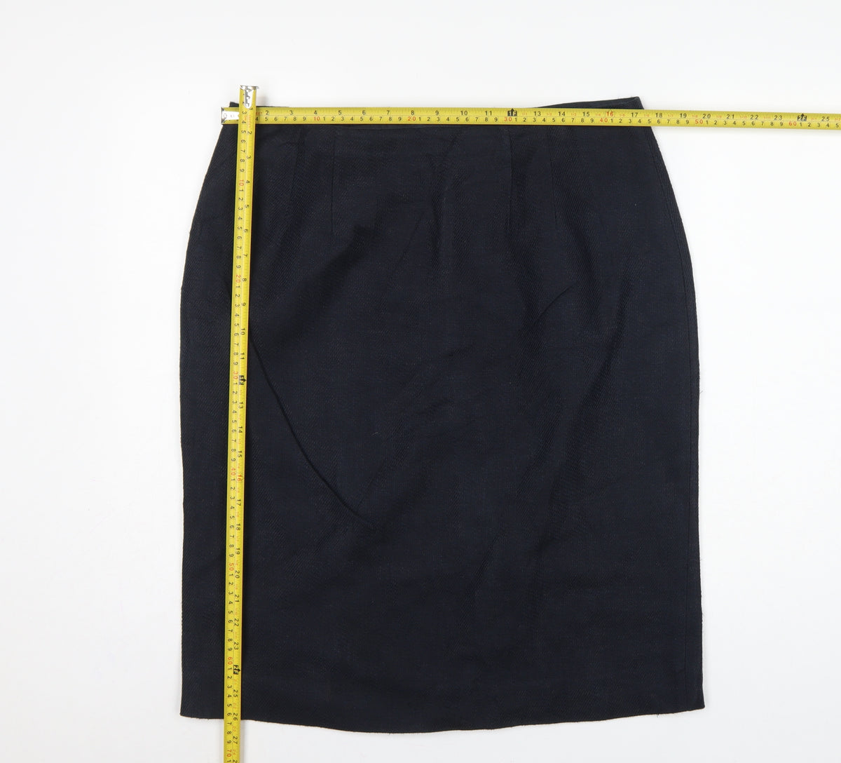 Hobbs Women Blue UK 16 Linen Cotton Knee Length Pencil Skirt