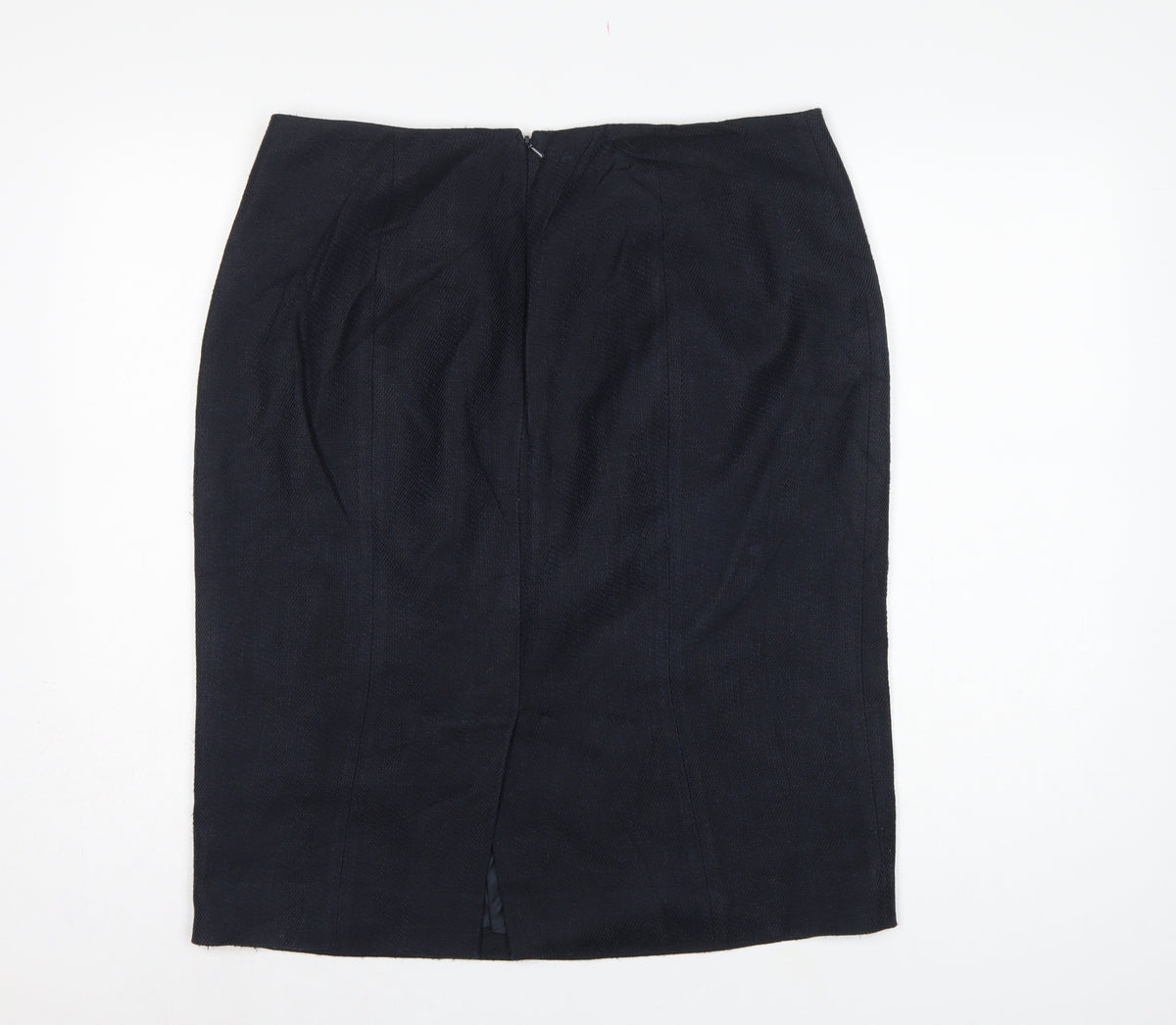 Hobbs Women Blue UK 16 Linen Cotton Knee Length Pencil Skirt