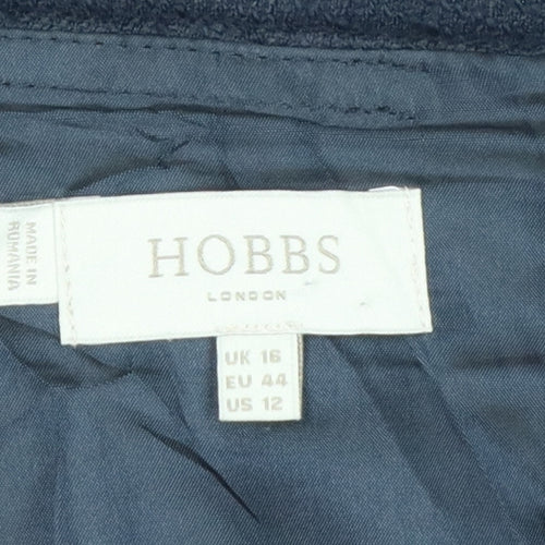 Hobbs Women Blue UK 16 Linen Cotton Knee Length Pencil Skirt