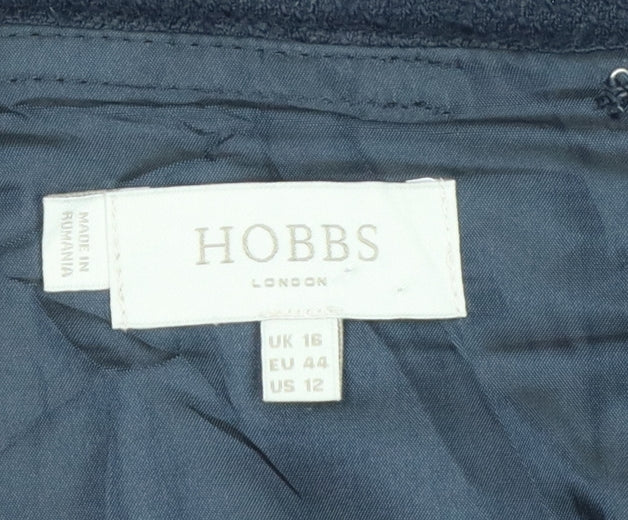 Hobbs Women Blue UK 16 Linen Cotton Knee Length Pencil Skirt