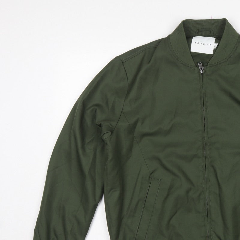 Topman Men’s Green M Bomber Jacket Full Zip Lined