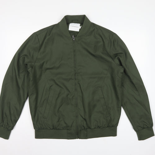 Topman Men’s Green M Bomber Jacket Full Zip Lined