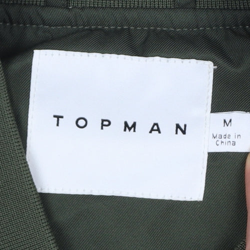 Topman Men’s Green M Bomber Jacket Full Zip Lined