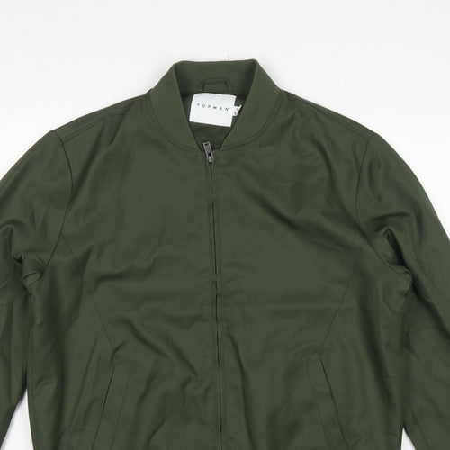 Topman Men’s Green M Bomber Jacket Full Zip Lined