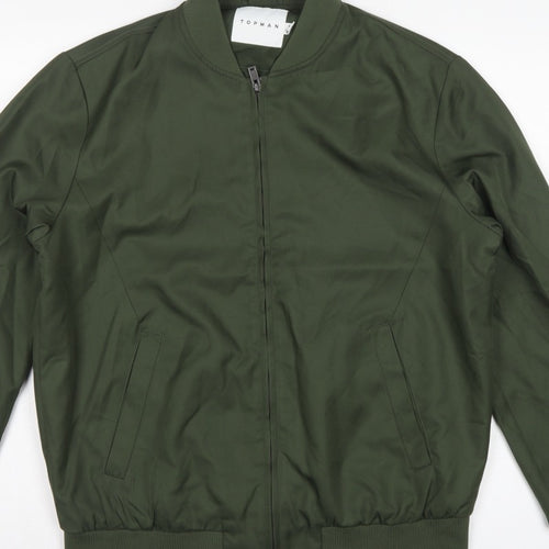 Topman Men’s Green M Bomber Jacket Full Zip Lined