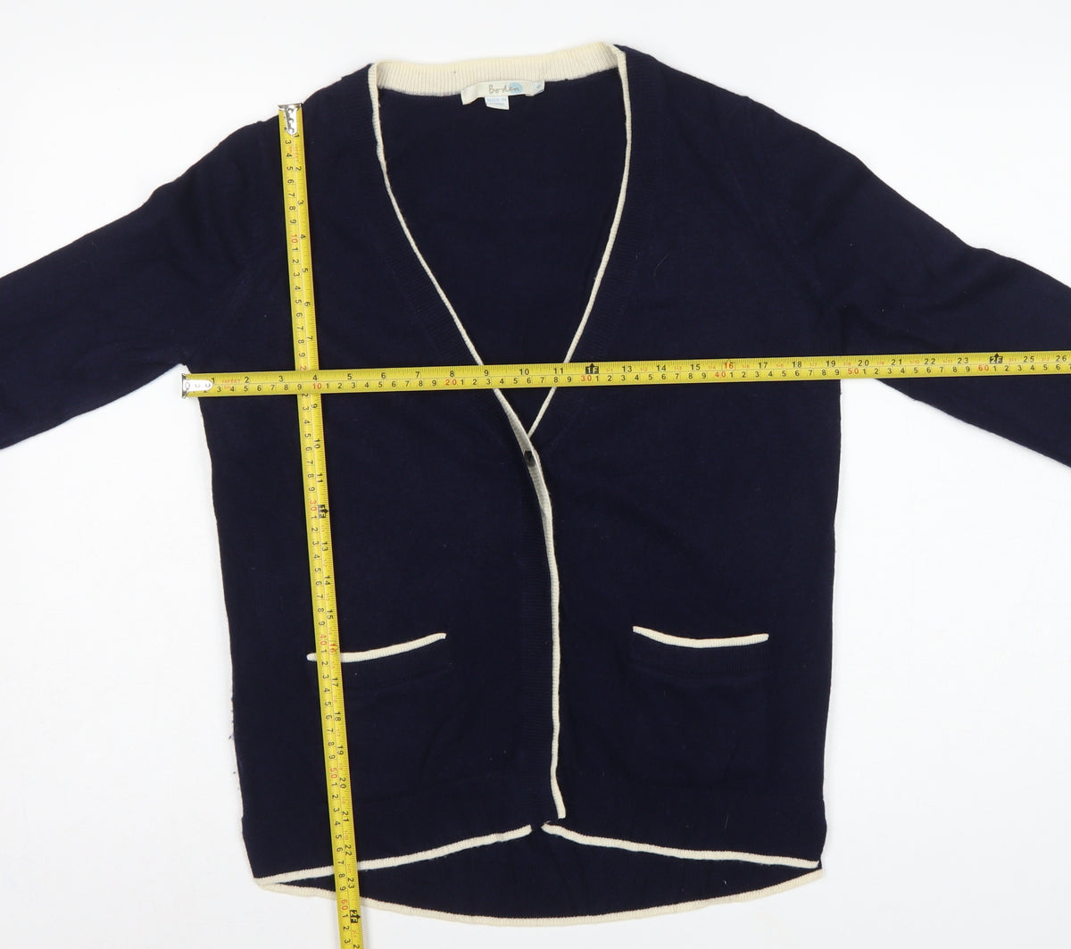 Boden Women Blue Size S Wool Cashmere V-Neck Cardigan Pockets