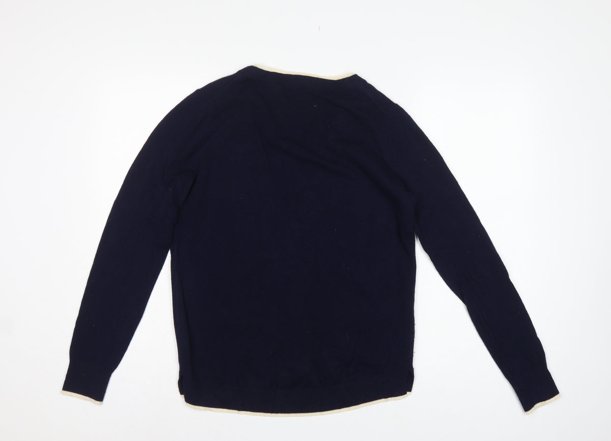 Boden Women Blue Size S Wool Cashmere V-Neck Cardigan Pockets