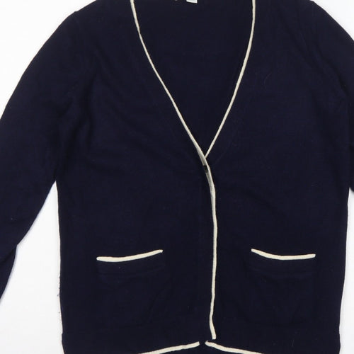 Boden Women Blue Size S Wool Cashmere V-Neck Cardigan Pockets