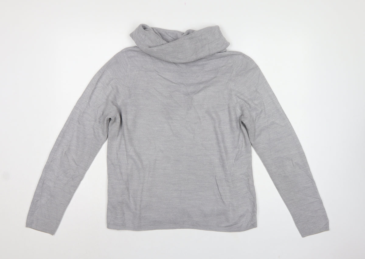 Marks & Spencer Women Grey UK 14 Cowl Neck Raglan Knit Jumper