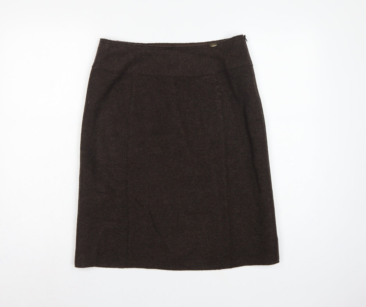 Giesswein Women Brown UK 12 Wool Pencil Knee Length Skirt