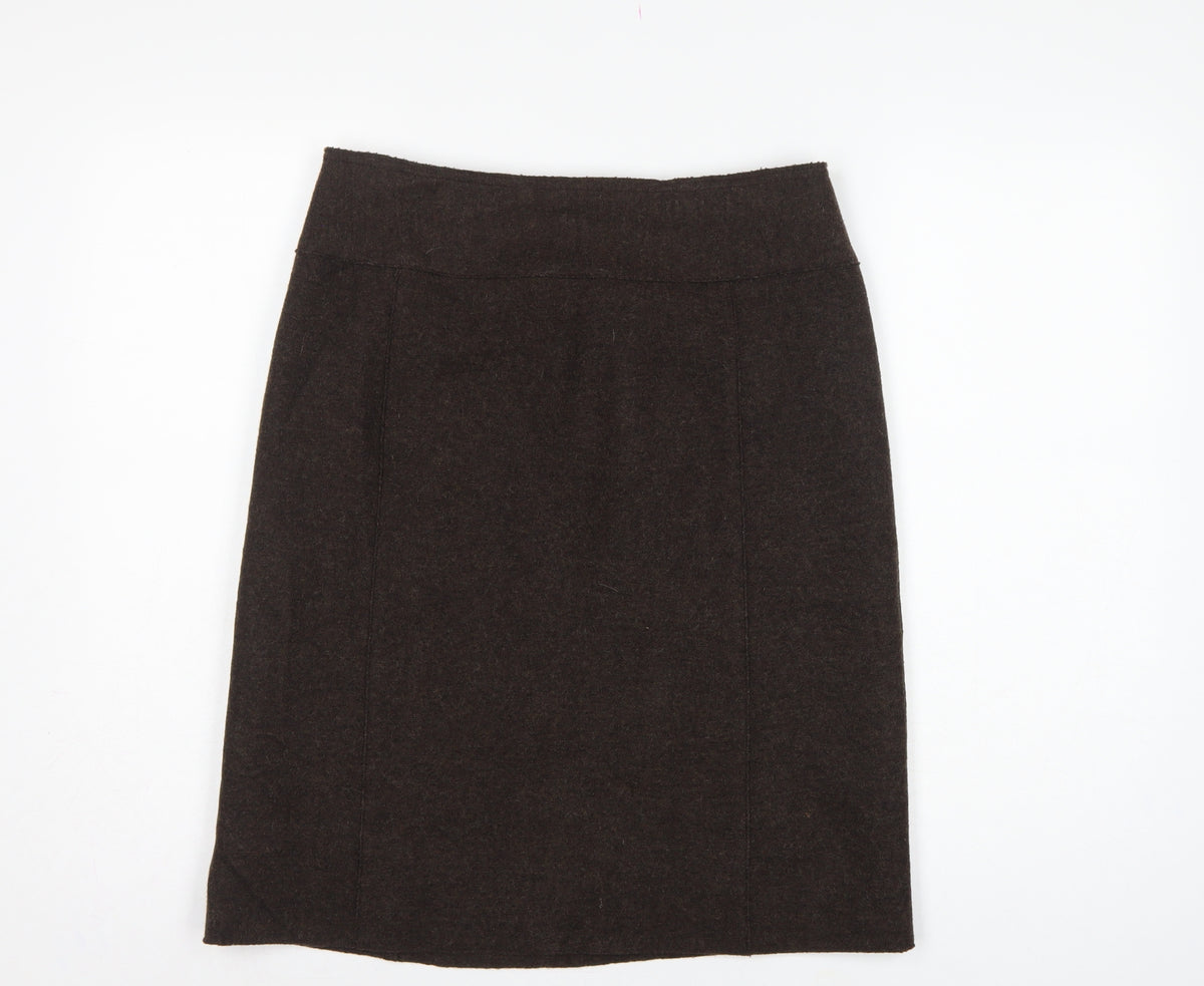Giesswein Women Brown UK 12 Wool Pencil Knee Length Skirt