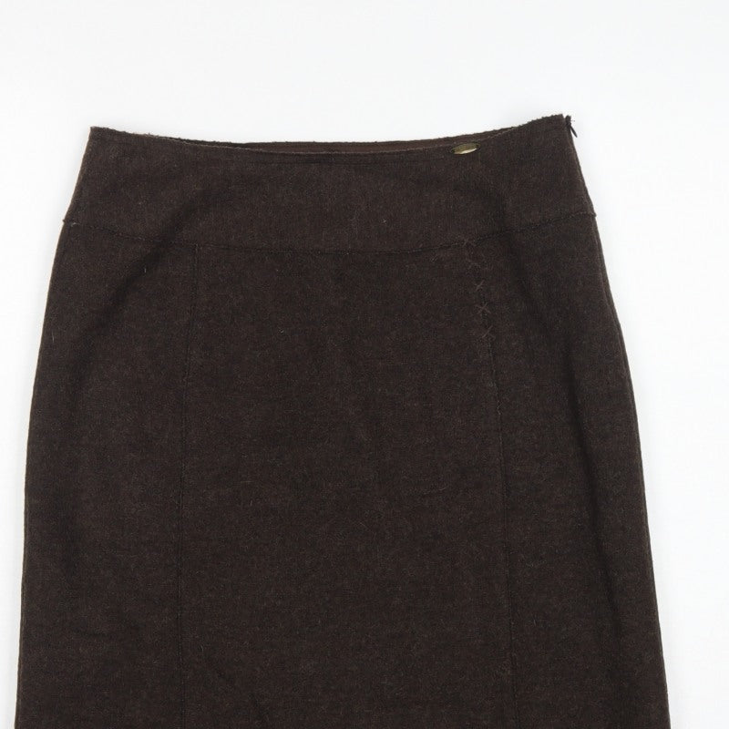 Giesswein Women Brown UK 12 Wool Pencil Knee Length Skirt