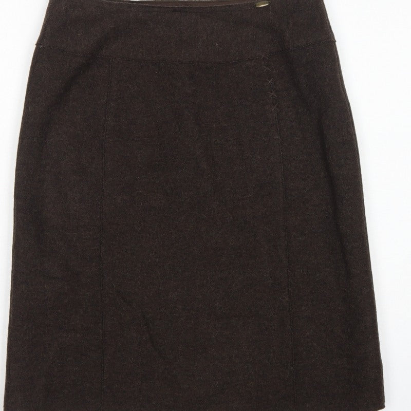 Giesswein Women Brown UK 12 Wool Pencil Knee Length Skirt
