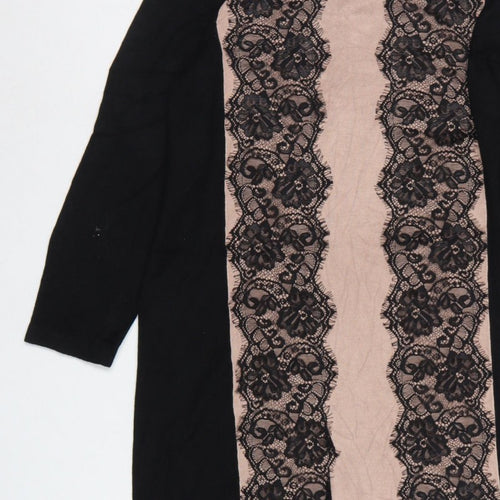 Coast Women Black Pink UK 12 Bodycon Knit Lace Knee Length Dress