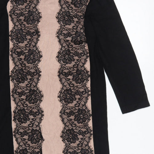 Coast Women Black Pink UK 12 Bodycon Knit Lace Knee Length Dress