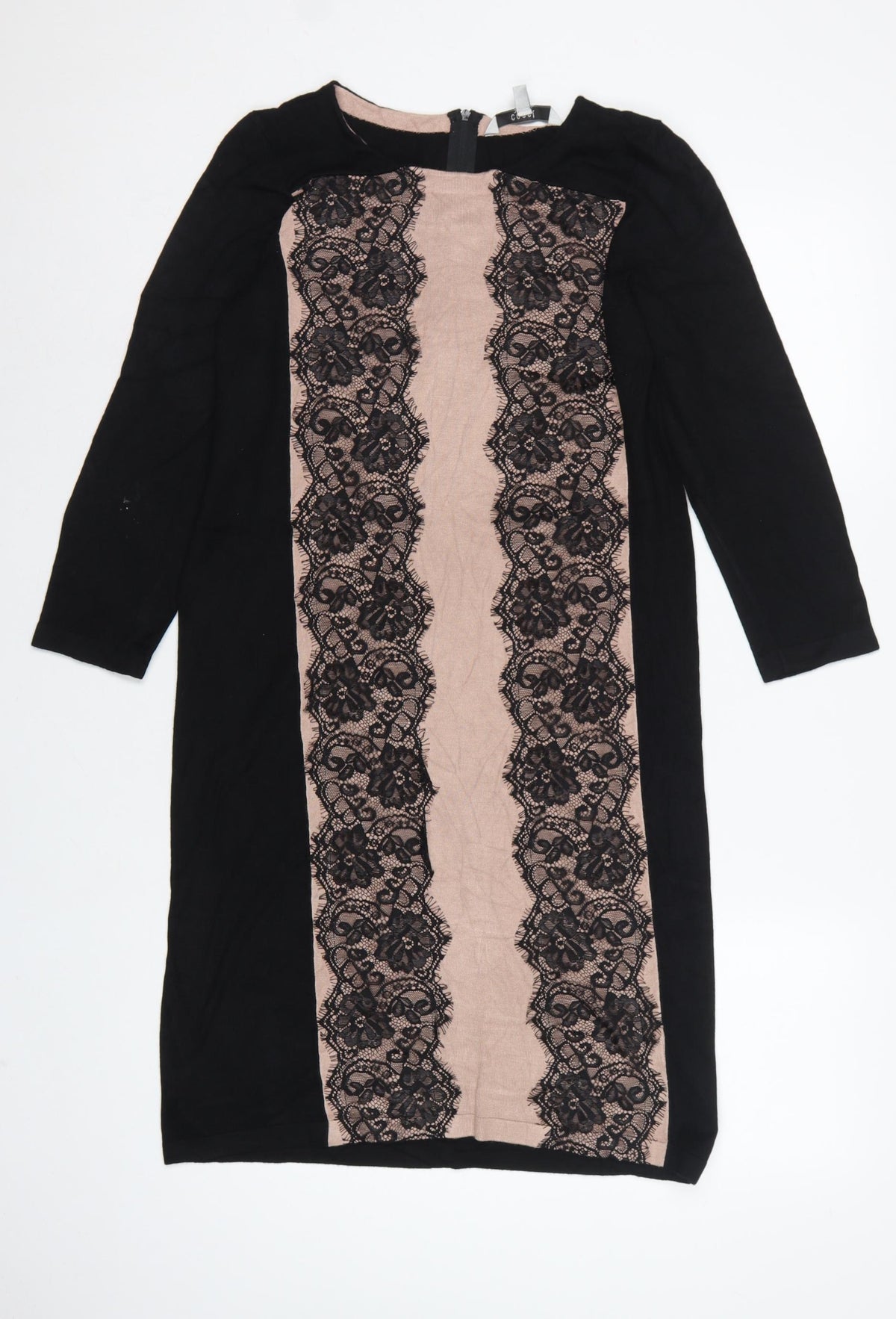 Coast Women Black Pink UK 12 Bodycon Knit Lace Knee Length Dress