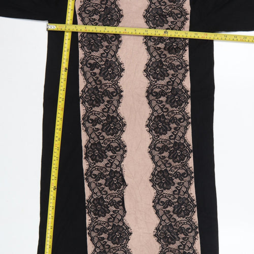 Coast Women Black Pink UK 12 Bodycon Knit Lace Knee Length Dress