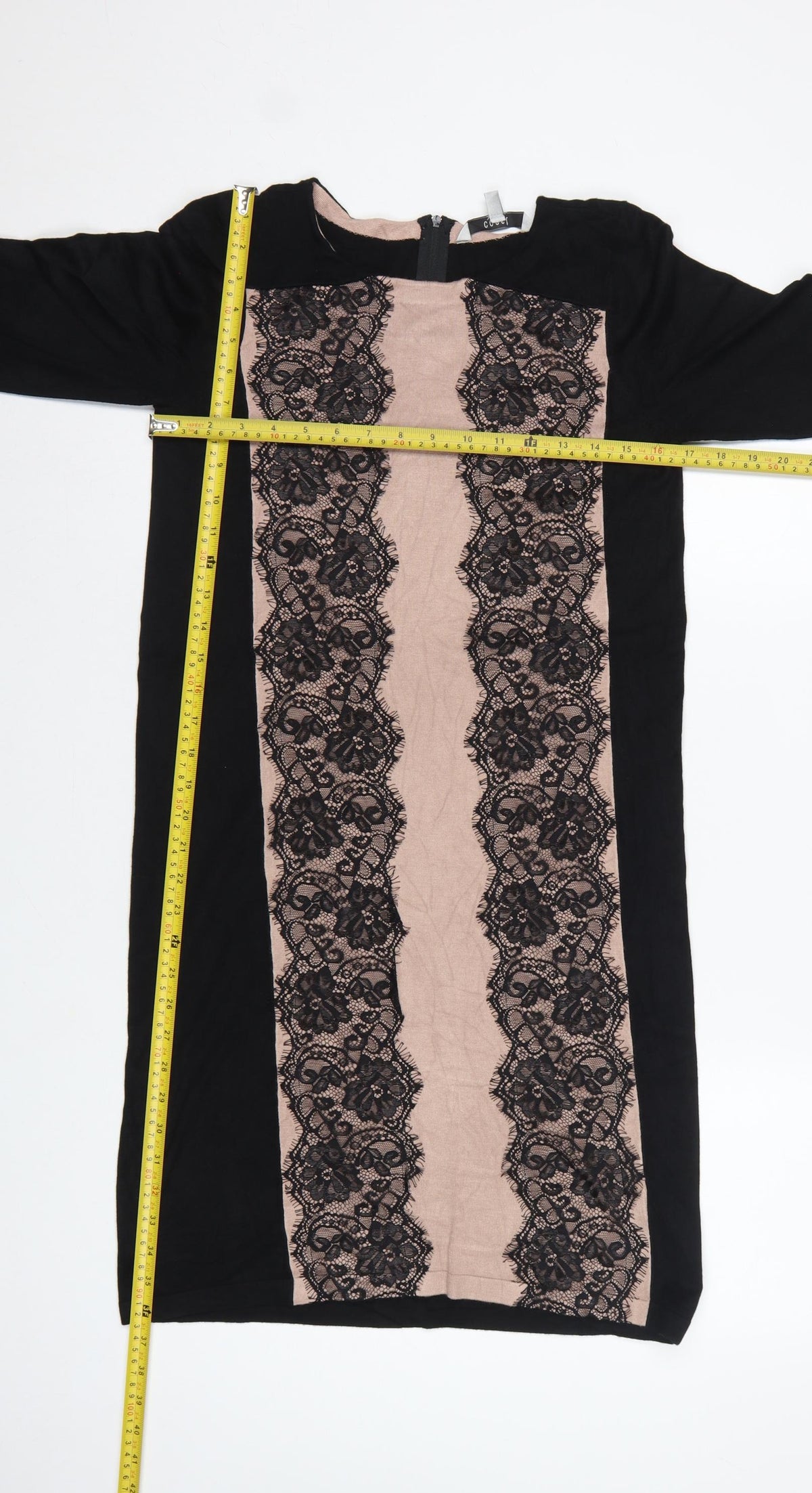 Coast Women Black Pink UK 12 Bodycon Knit Lace Knee Length Dress