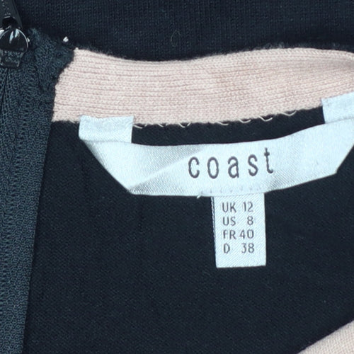 Coast Women Black Pink UK 12 Bodycon Knit Lace Knee Length Dress