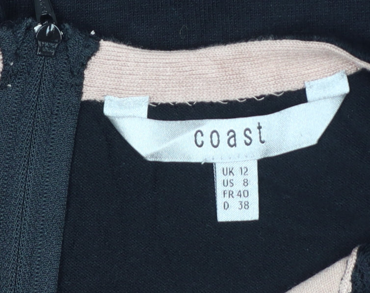 Coast Women Black Pink UK 12 Bodycon Knit Lace Knee Length Dress