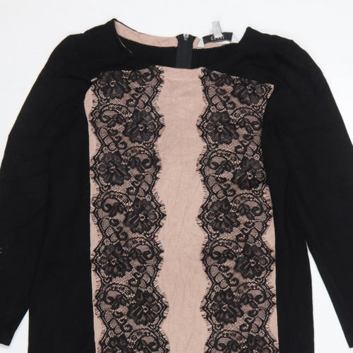 Coast Women Black Pink UK 12 Bodycon Knit Lace Knee Length Dress