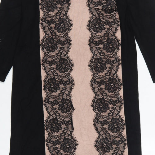 Coast Women Black Pink UK 12 Bodycon Knit Lace Knee Length Dress