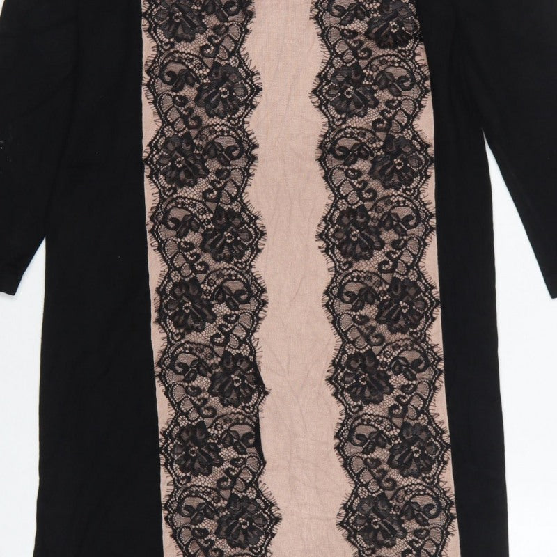 Coast Women Black Pink UK 12 Bodycon Knit Lace Knee Length Dress