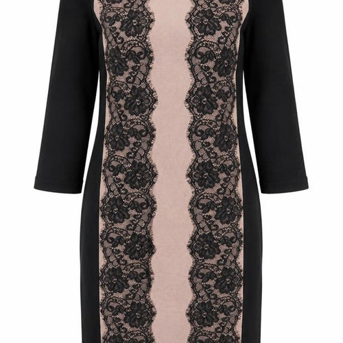 Coast Women Black Pink UK 12 Bodycon Knit Lace Knee Length Dress
