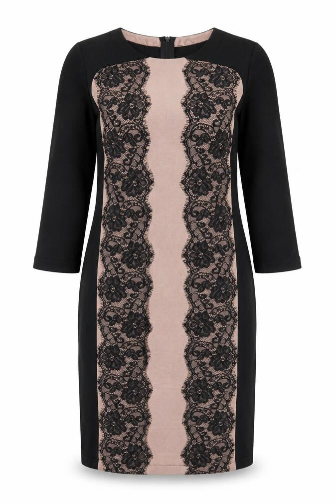 Coast Women Black Pink UK 12 Bodycon Knit Lace Knee Length Dress