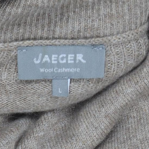 Jaeger Women Beige L Wool Cashmere Roll Neck Knee Length Jumper Dress