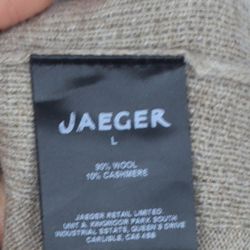 Jaeger Women Beige L Wool Cashmere Roll Neck Knee Length Jumper Dress