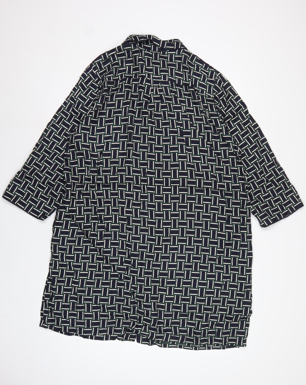 Hobbs Women Black Geometric UK 16 Knee Length Shirt Dress Belted