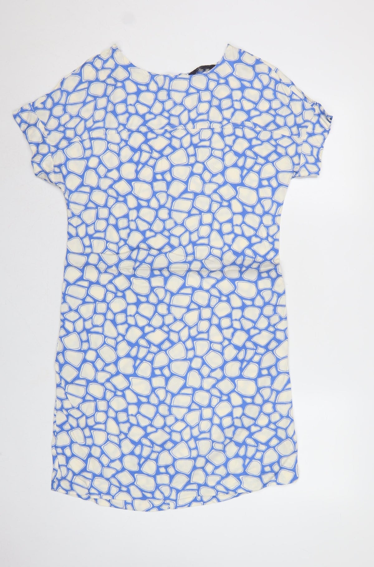 Back view of Marks & Spencer Women Blue Geometric UK 8 Shift Mini Dress