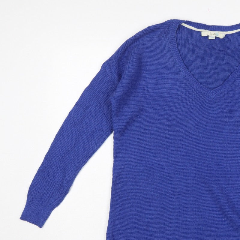 Boden Women Blue M Cotton Knit V-Neck Long Sleeve Jumper Dress