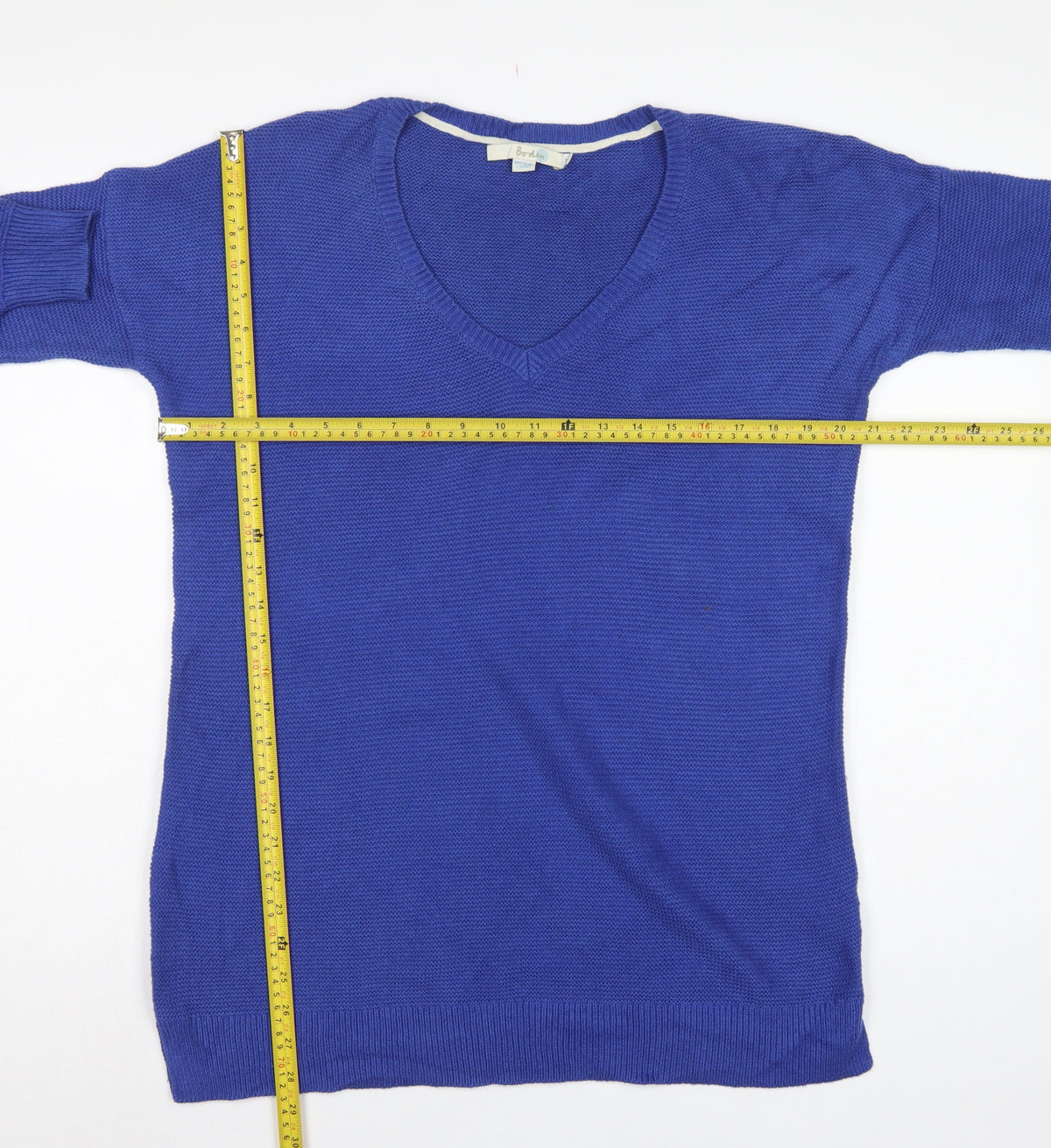 Boden Women Blue M Cotton Knit V-Neck Long Sleeve Jumper Dress