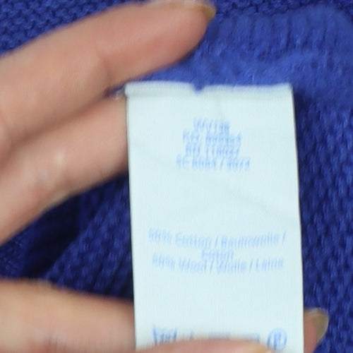 Boden Women Blue M Cotton Knit V-Neck Long Sleeve Jumper Dress