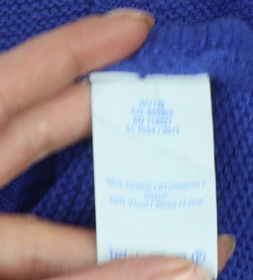 Boden Women Blue M Cotton Knit V-Neck Long Sleeve Jumper Dress