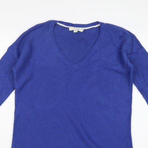 Boden Women Blue M Cotton Knit V-Neck Long Sleeve Jumper Dress